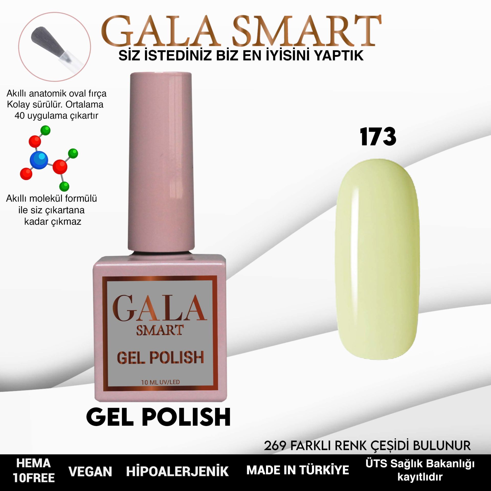No: 173 Gala Smart Classic Seri Kalıcı Oje 10 ml