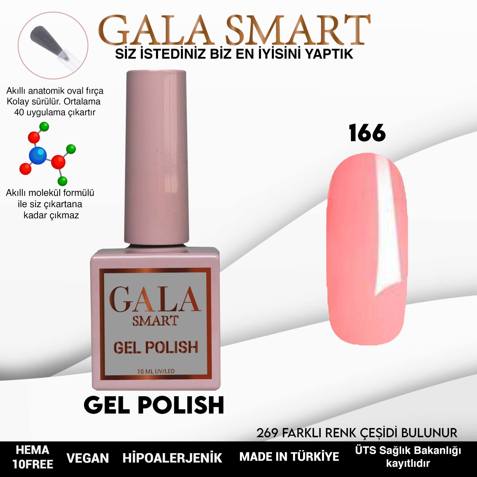 No: 166 Gala Smart Classic Seri Kalıcı Oje 10 ml