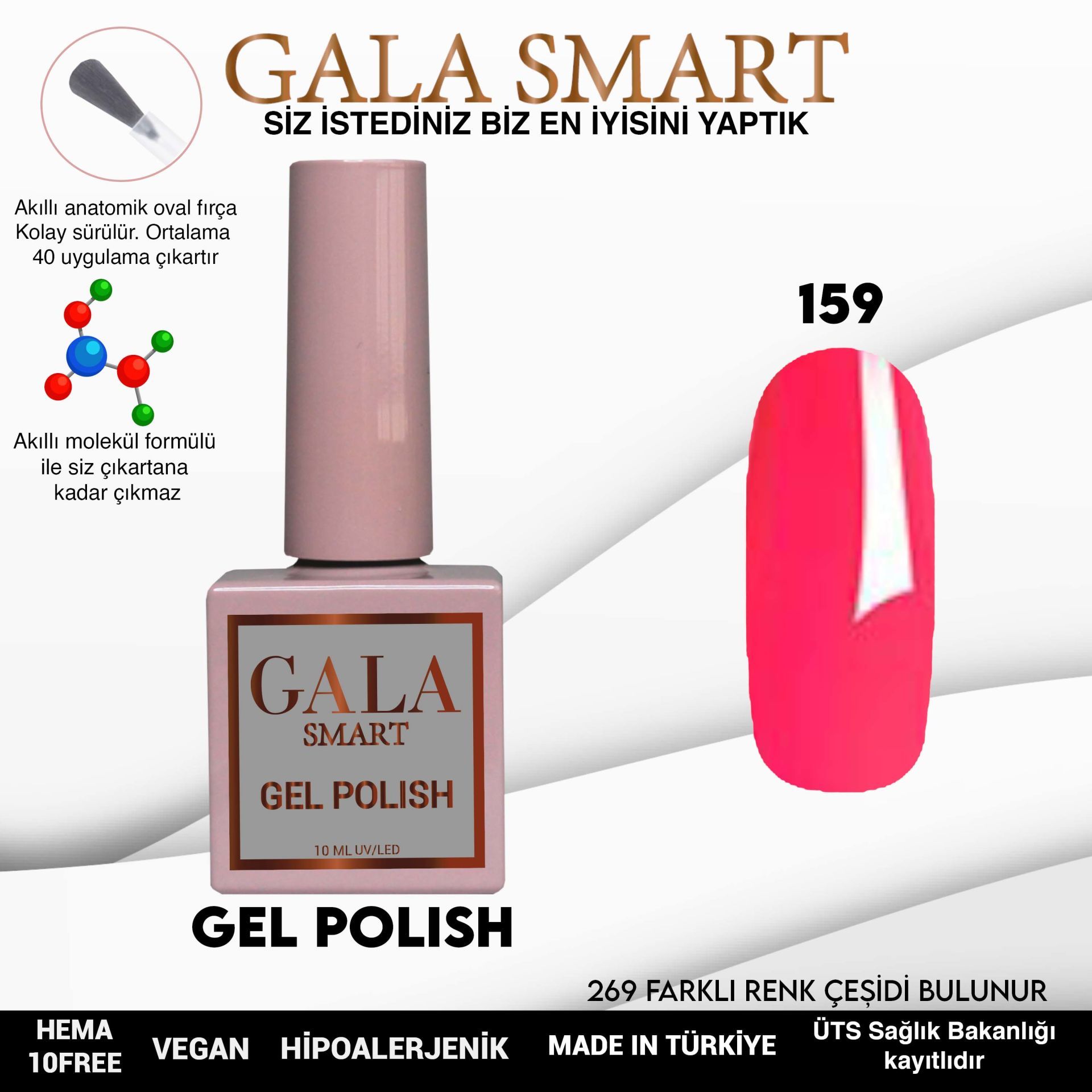 No: 159 Gala Smart Classic Seri Kalıcı Oje 10 ml