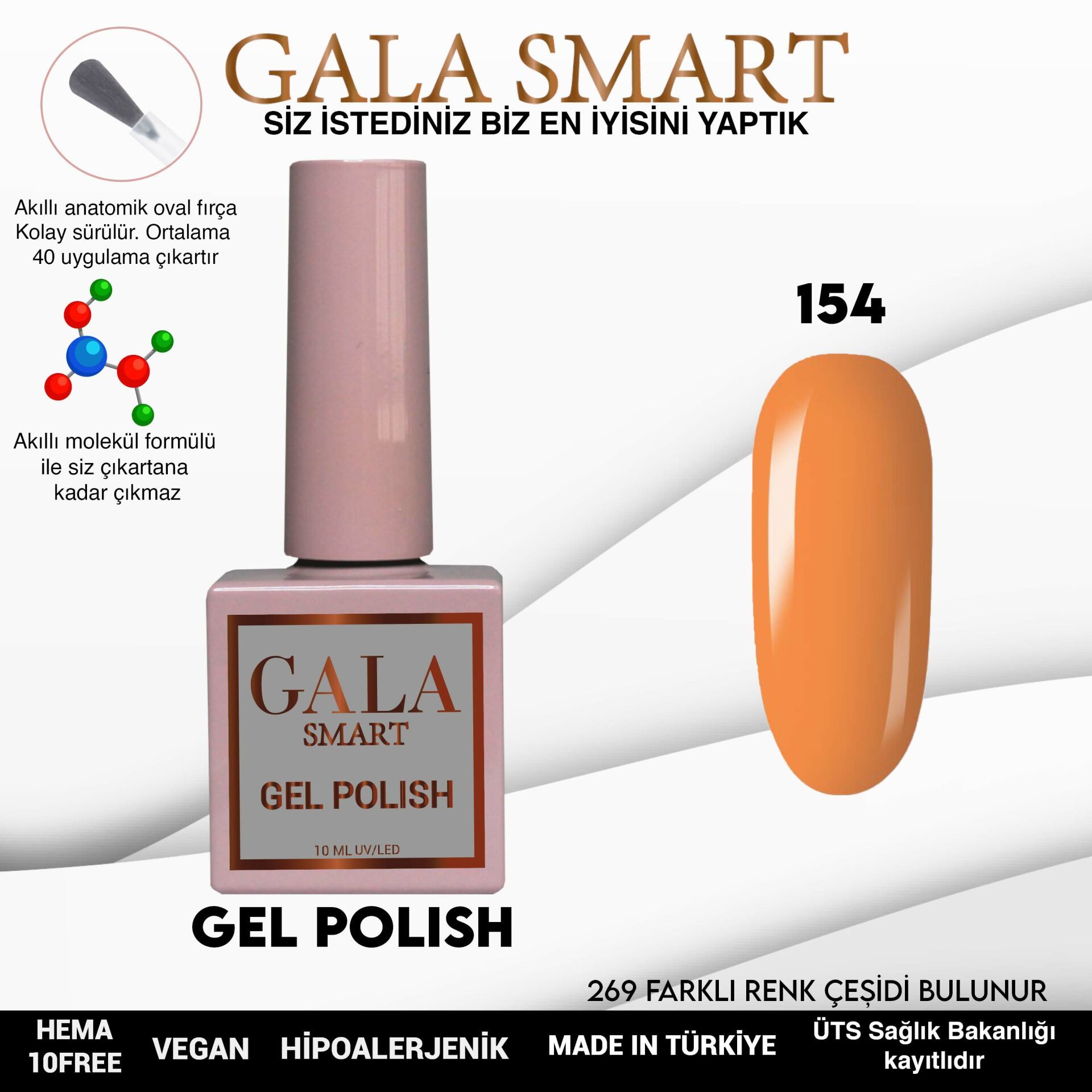 No: 154 Gala Smart Classic Seri Kalıcı Oje 10 ml
