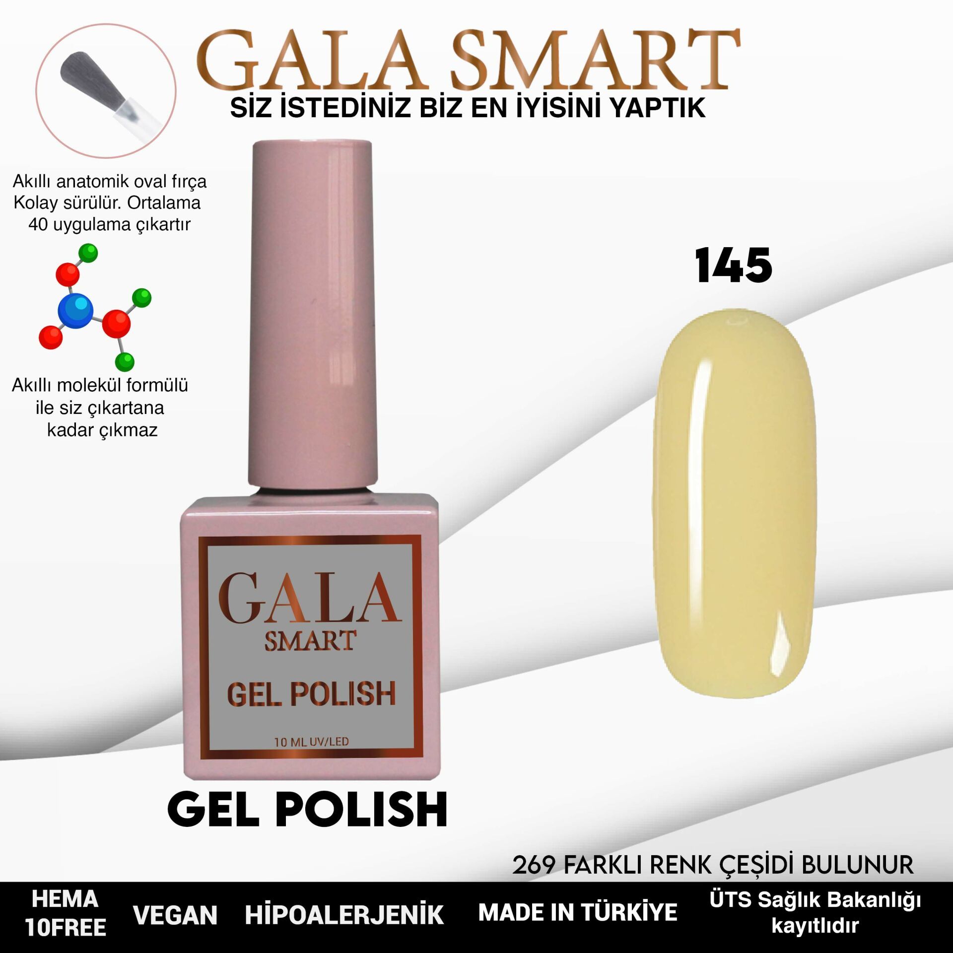 No: 145 Gala Smart Classic Seri Kalıcı Oje 10 ml
