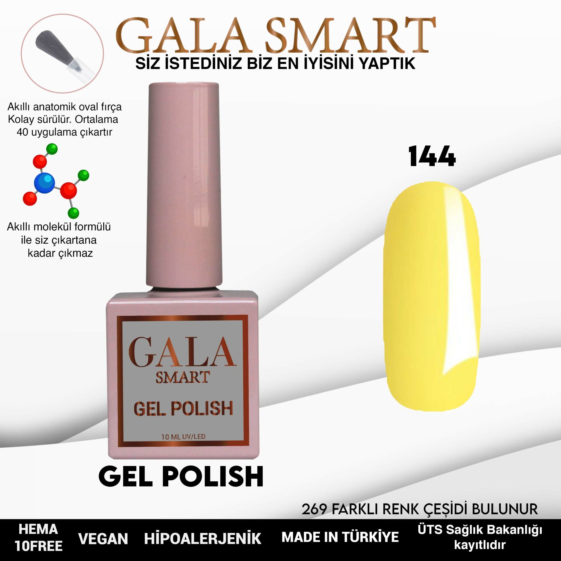 No: 144 Gala Smart Classic Seri Kalıcı Oje 10 ml
