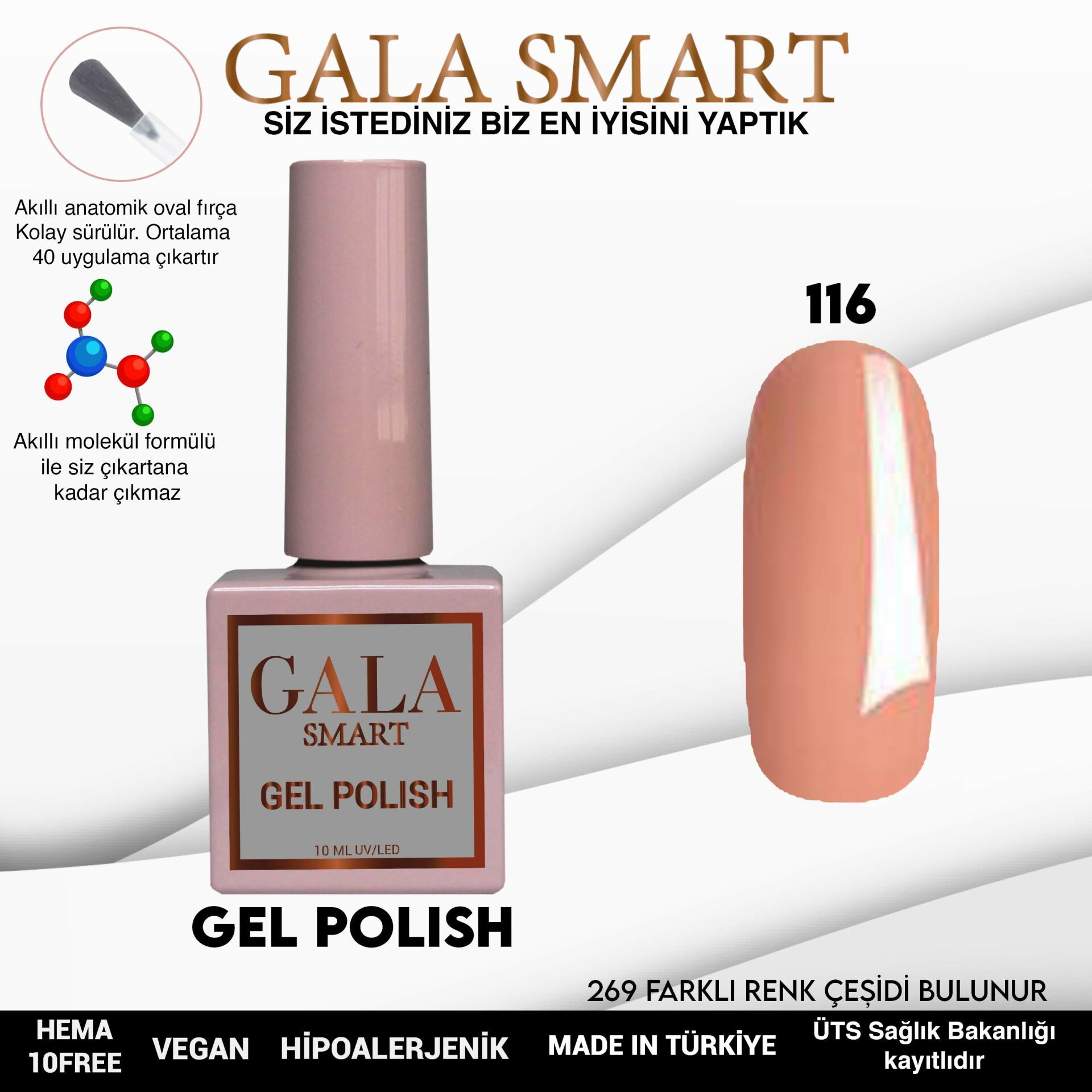 No: 116 Gala Smart Classic Seri Kalıcı Oje 10 ml