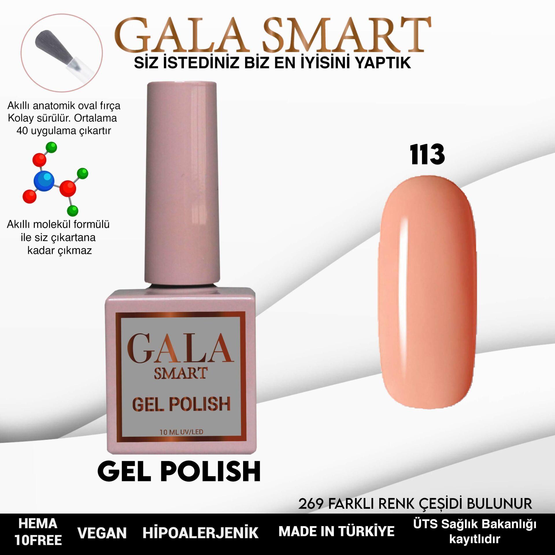 No: 113 Gala Smart Classic Seri Kalıcı Oje 10 ml