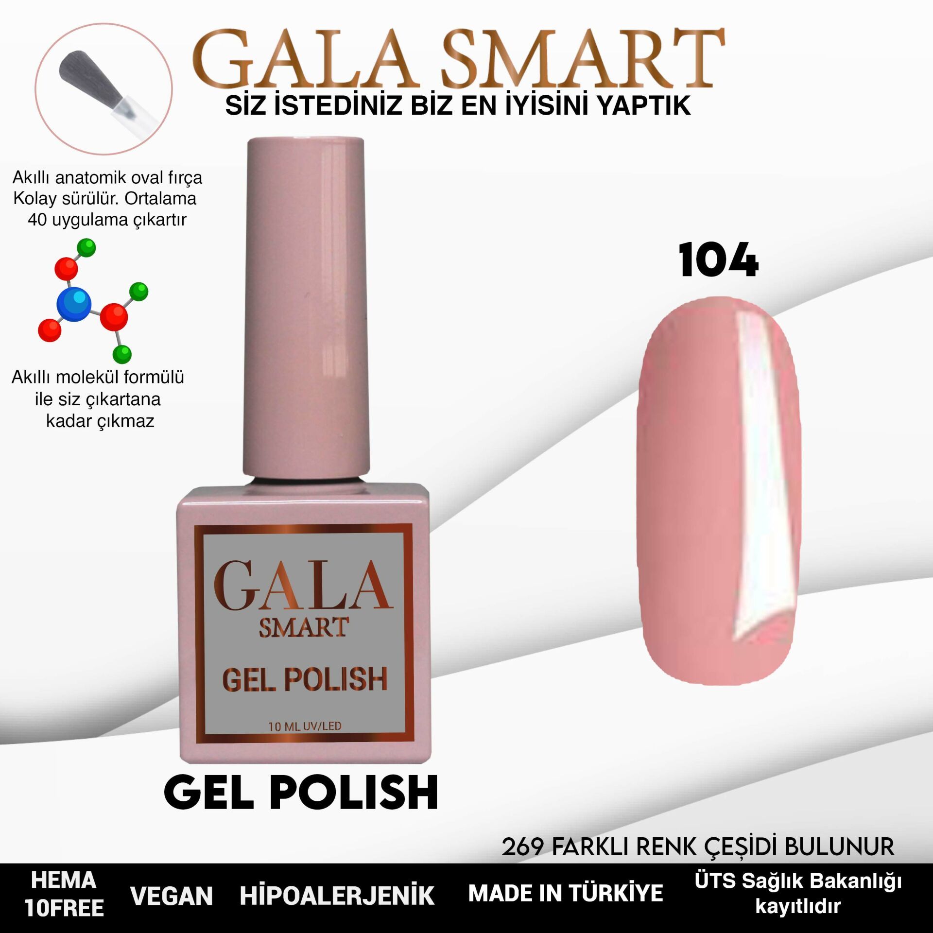 No: 104 Gala Smart Classic Seri Kalıcı Oje 10 ml