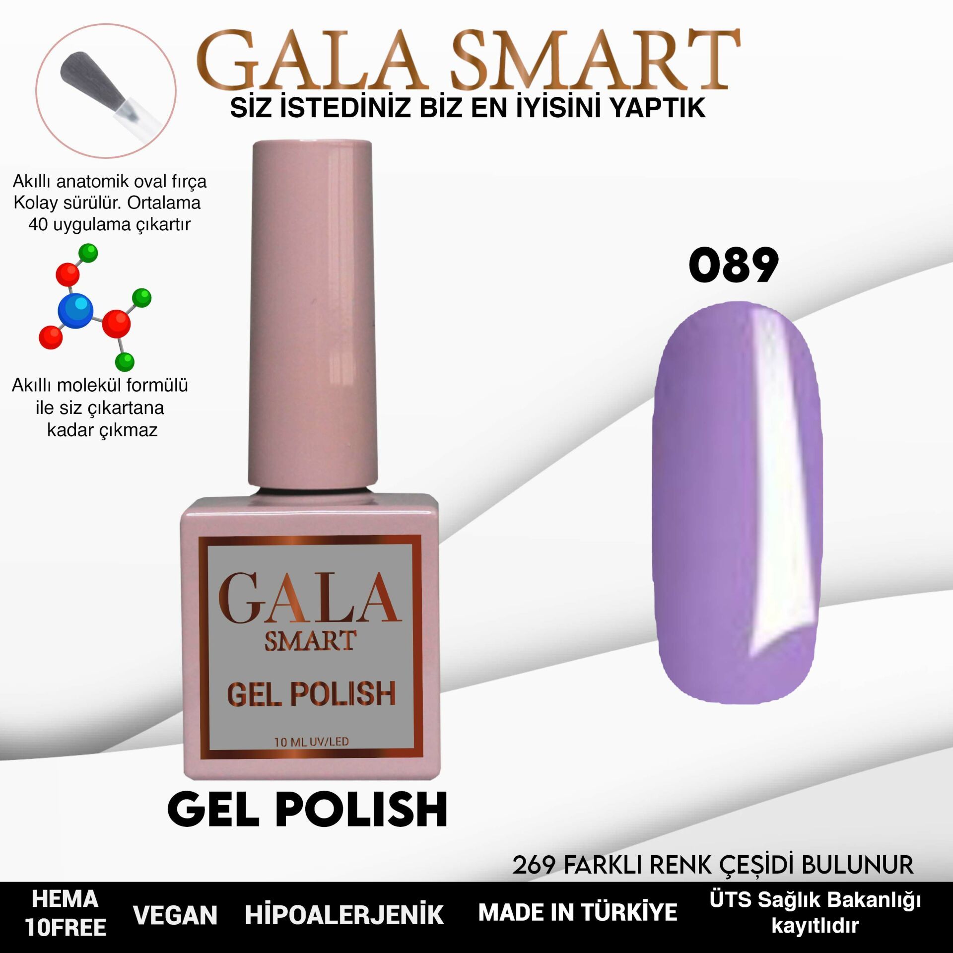 No: 089 Gala Smart Classic Seri Kalıcı Oje 10 ml