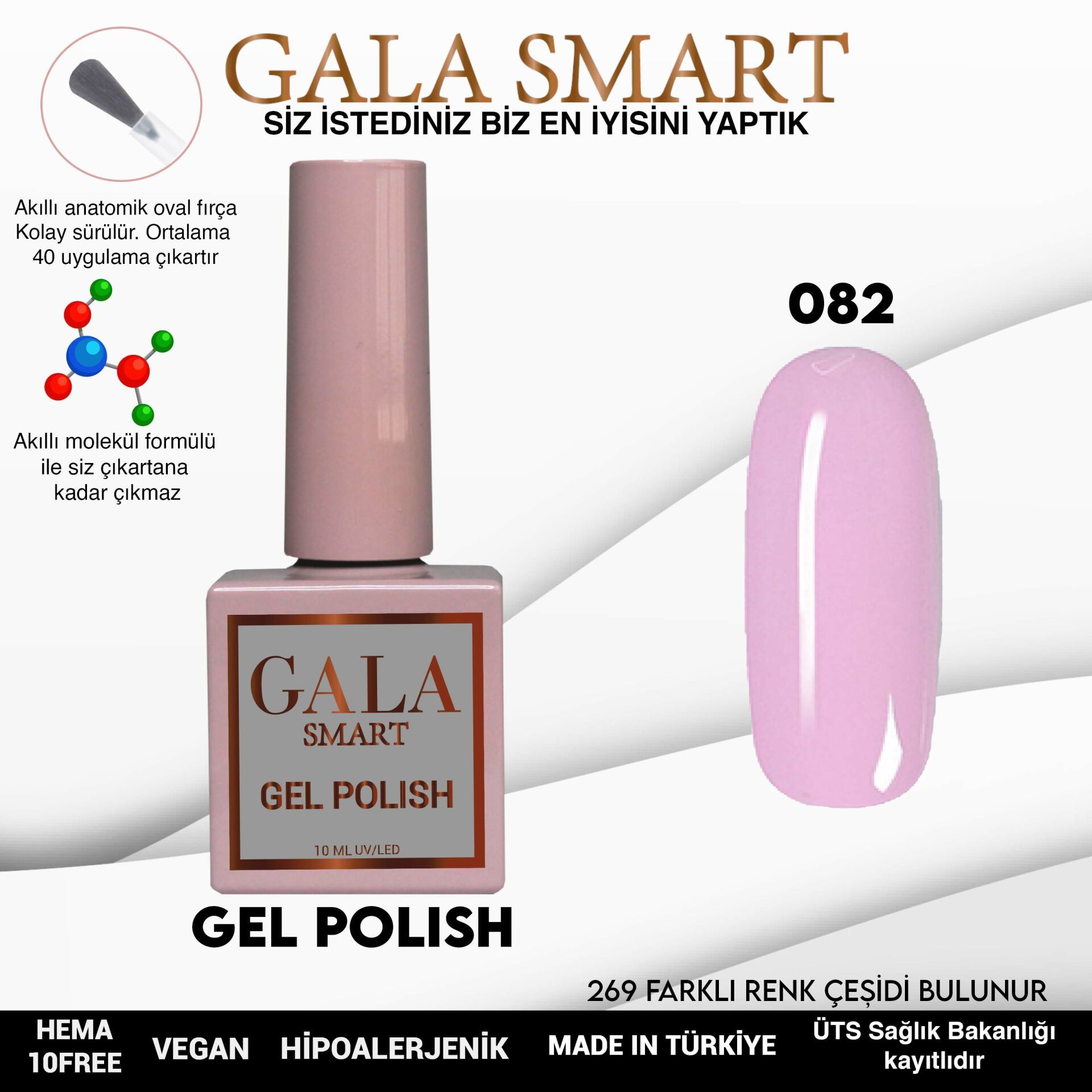 No: 082 Gala Smart Classic Seri Kalıcı Oje 10 ml