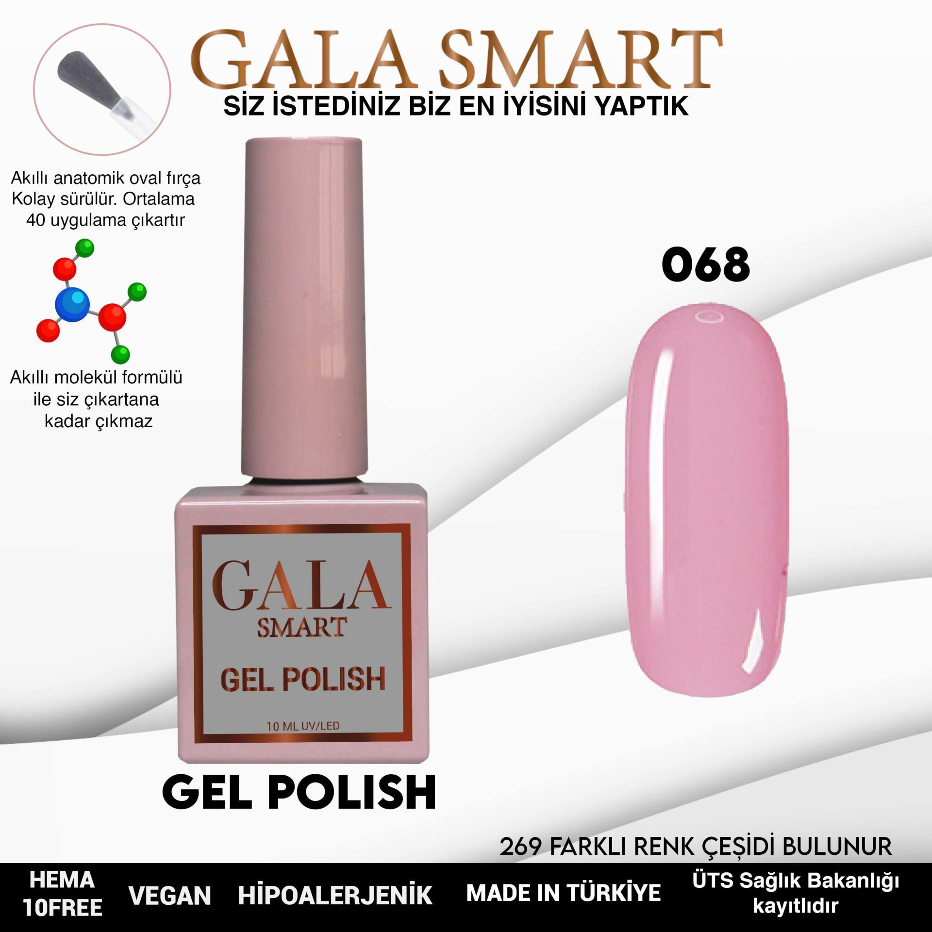 No: 068 Gala Smart Classic Seri Kalıcı Oje 10 ml