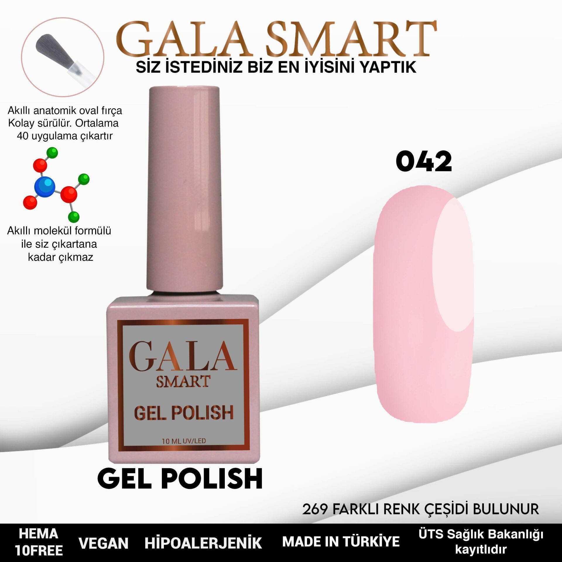 No: 042 Gala Smart Classic Seri Kalıcı Oje 10 ml