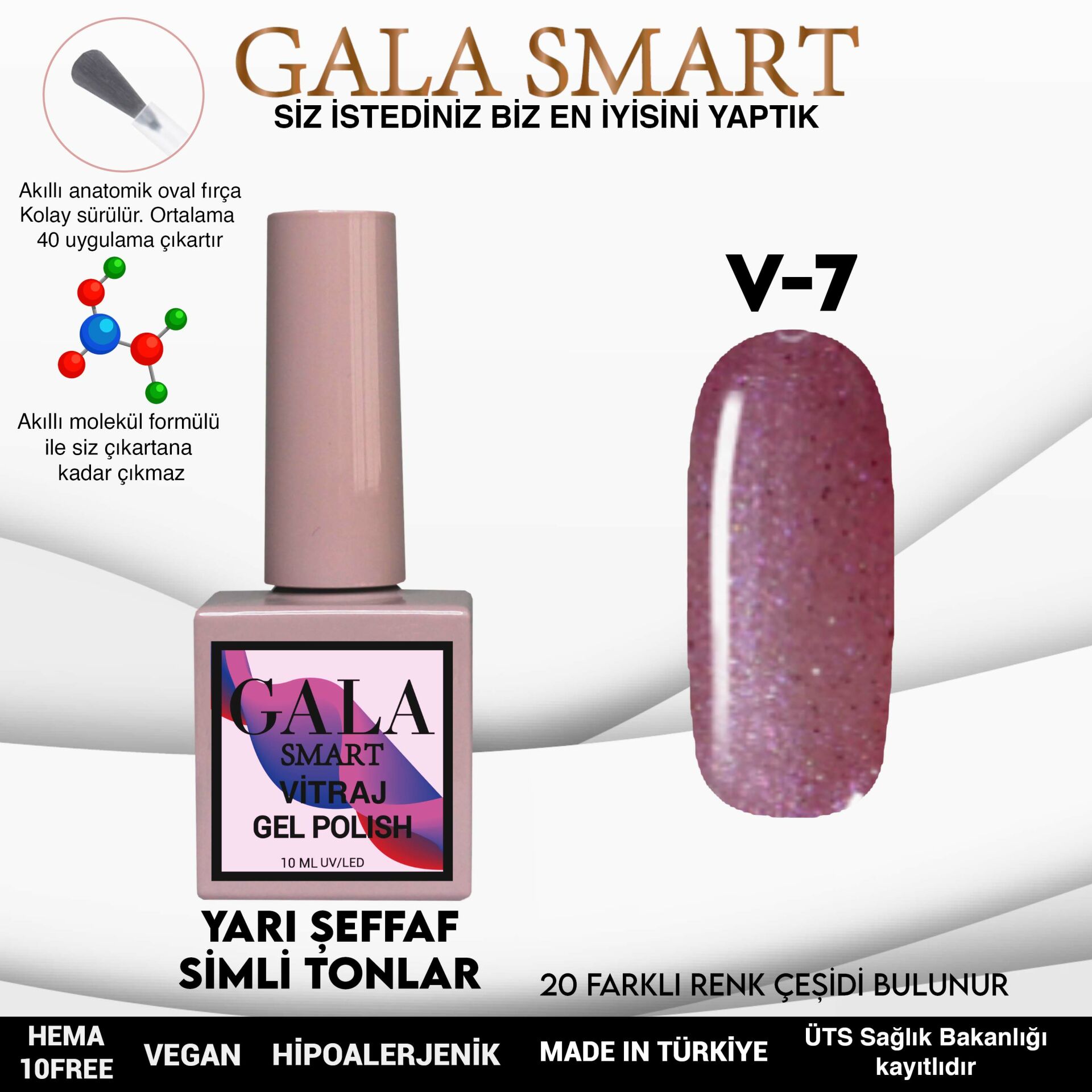 V7 Vitraj Kalıcı Oje 10 ml Gala Smart