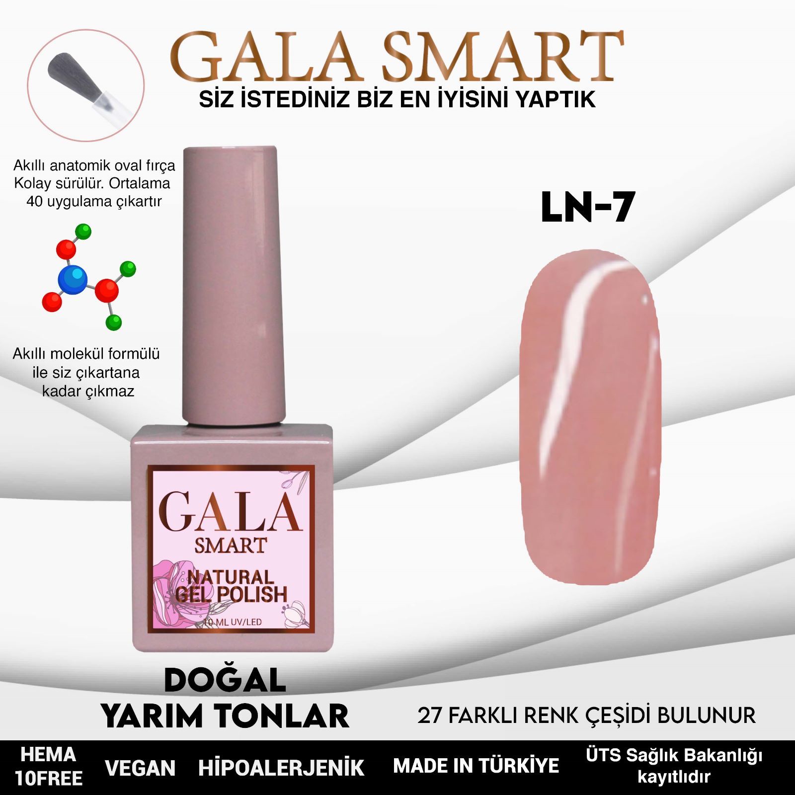 LN-7 NATURAL KALICI OJE GEL POLİSH 10 ML GALA SMART