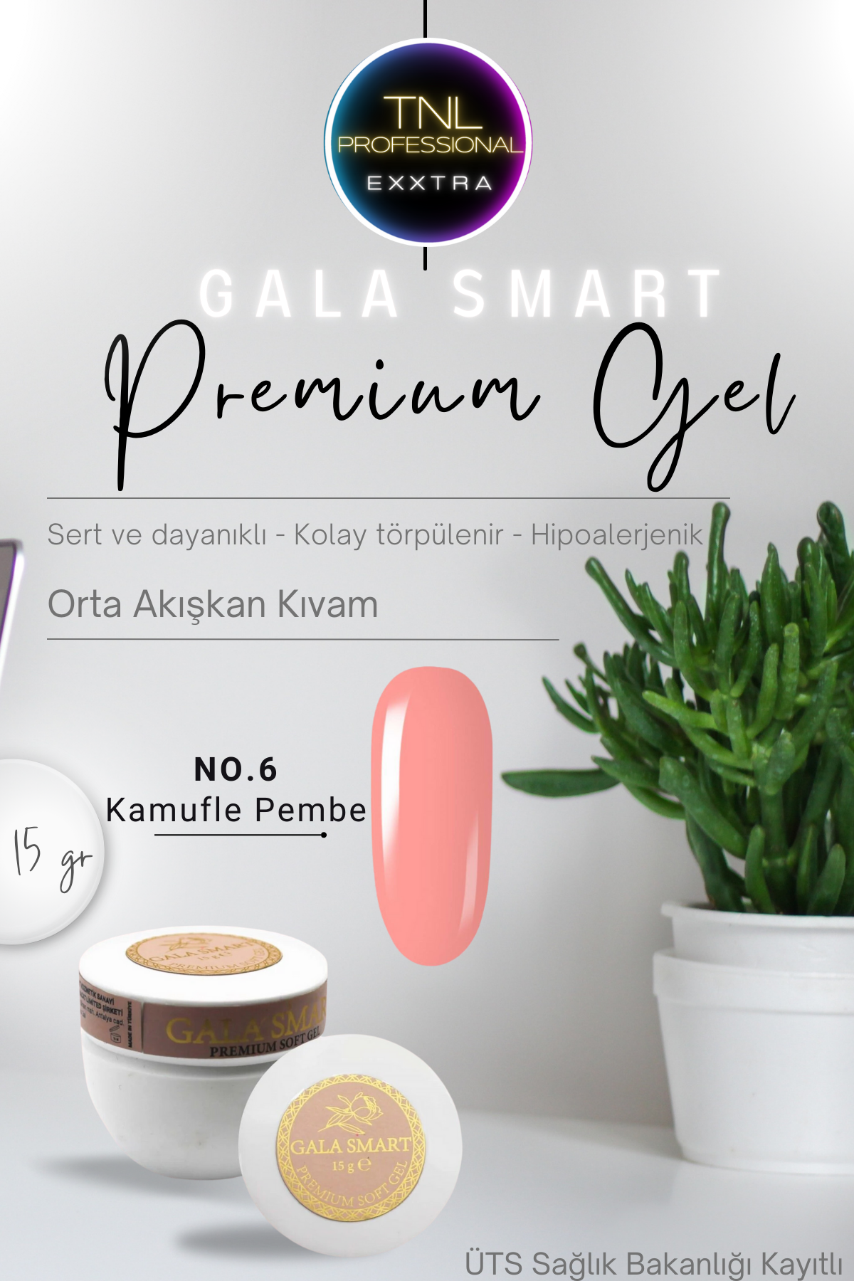 Gala Smart Protez Tırnak Jeli No:06 Kamufle Pembe Orta Akışkan Kıvam 15 Gr Jel Tırnak Güçlendirme