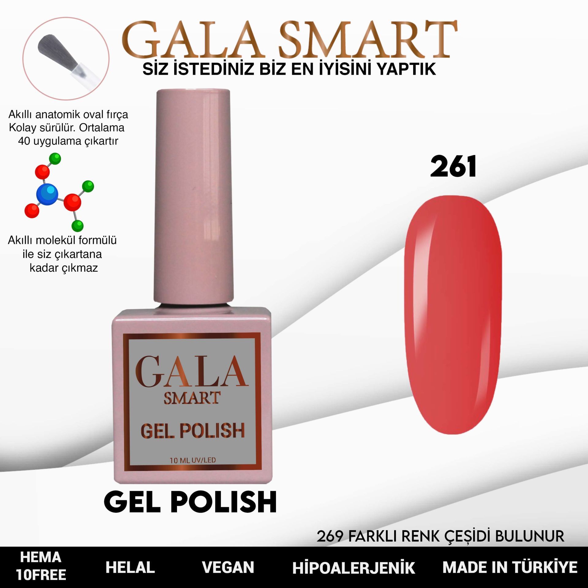 No: 261 Gala Smart Classic Seri Kalıcı Oje 10 ml