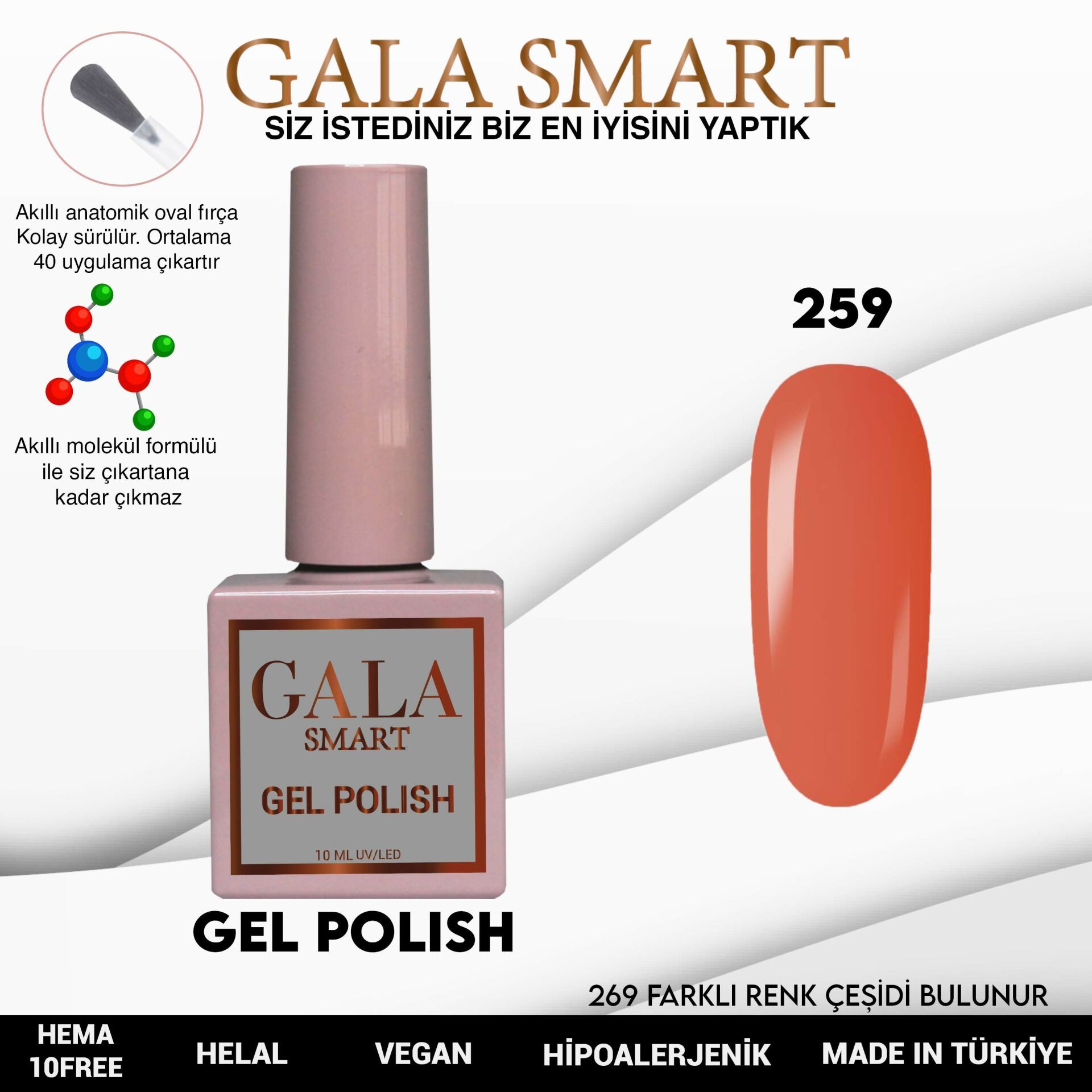 No: 259 Gala Smart Classic Seri Kalıcı Oje 10 ml