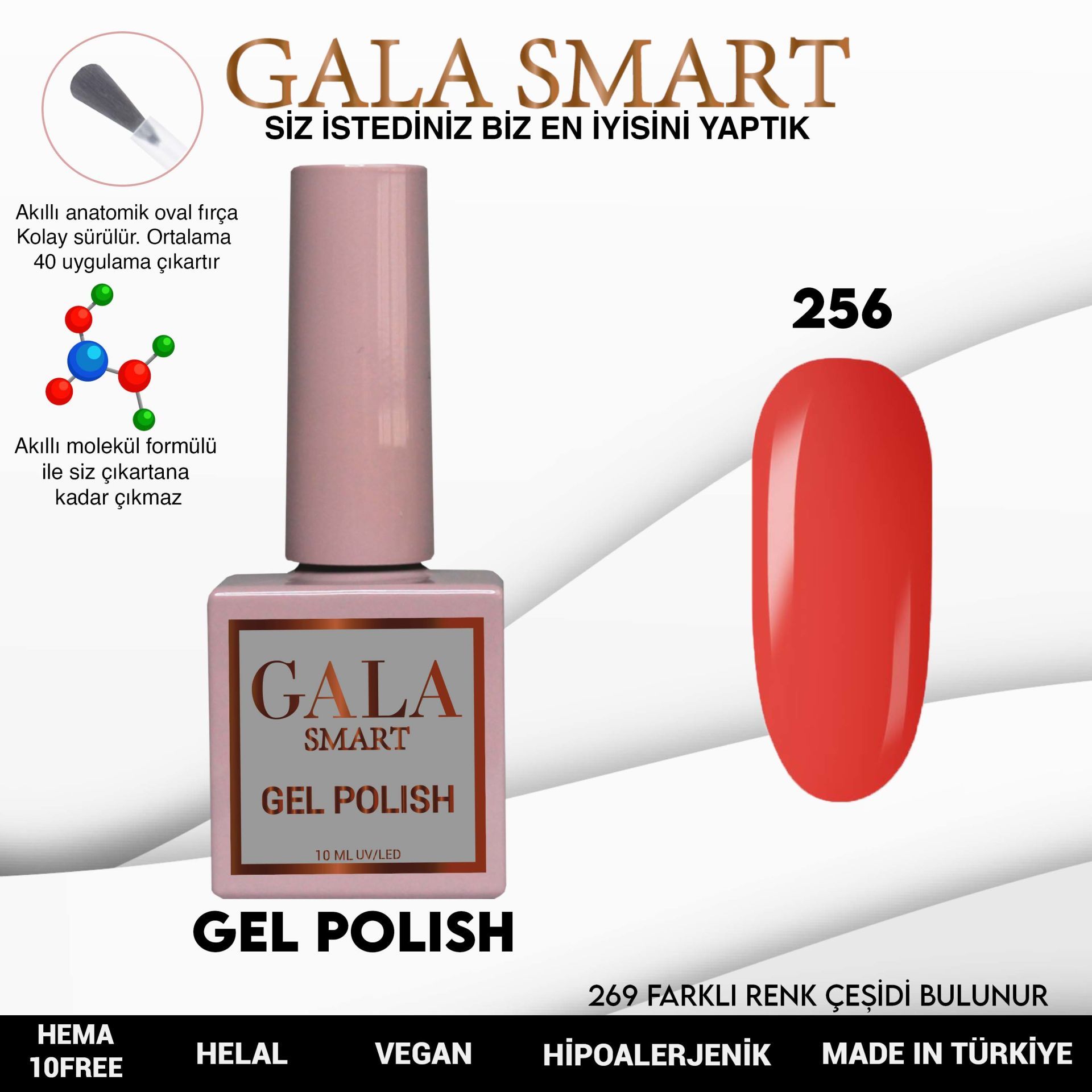No: 256 Gala Smart Classic Seri Kalıcı Oje 10 ml