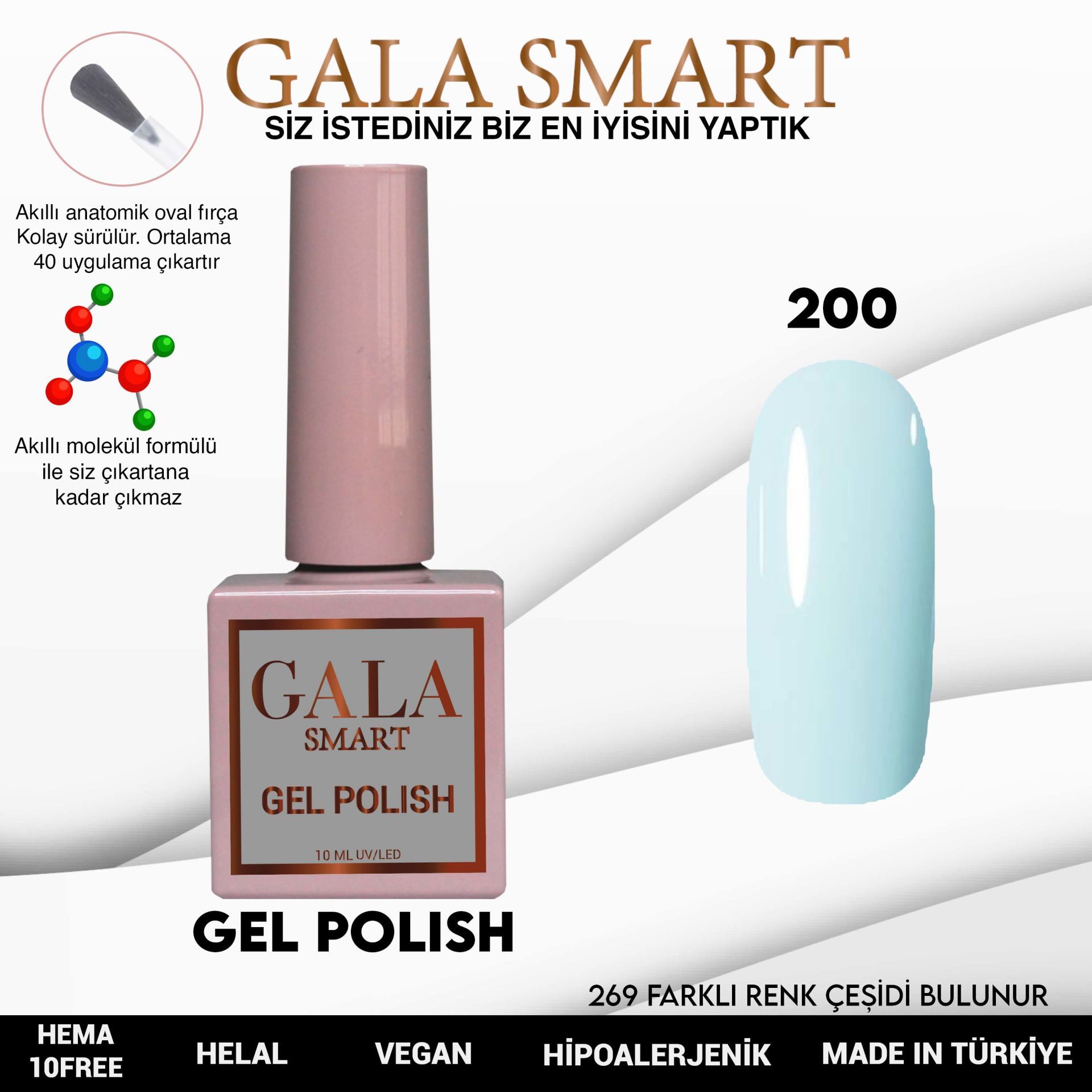 No: 200 Gala Smart Classic Seri Kalıcı Oje 10 ml
