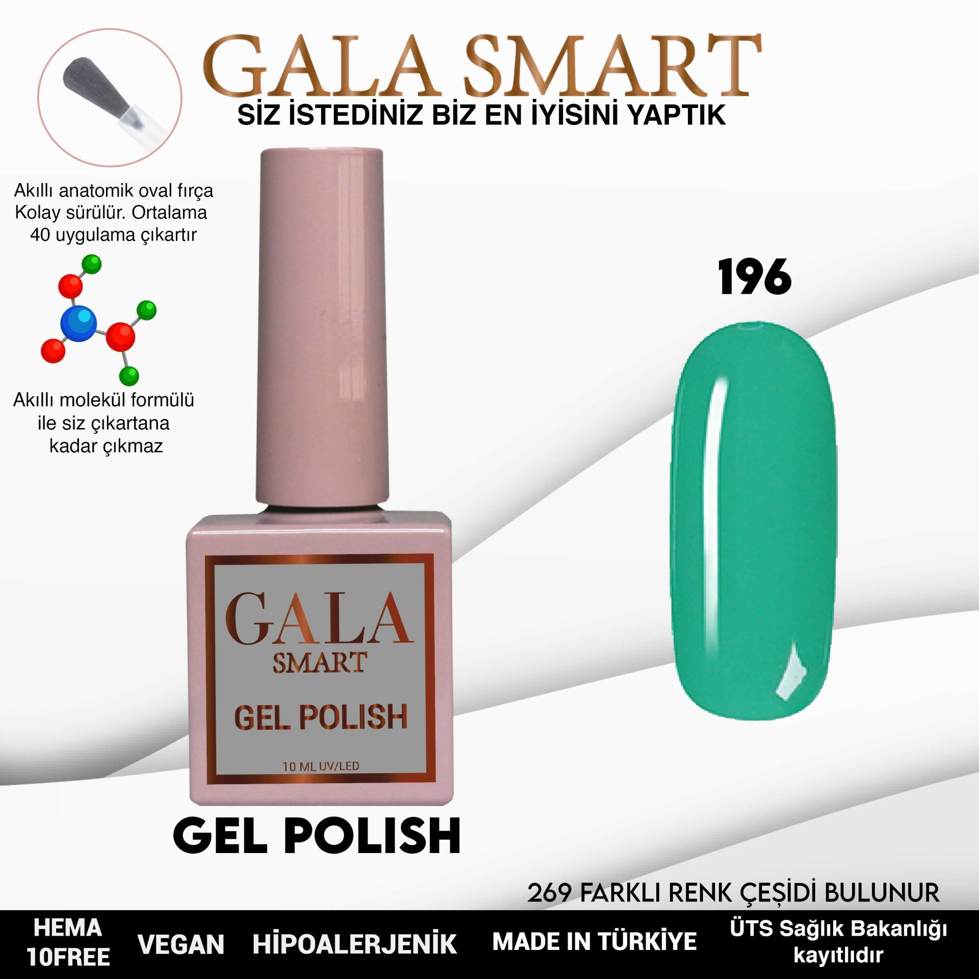 No: 196 Gala Smart Classic Seri Kalıcı Oje 10 ml